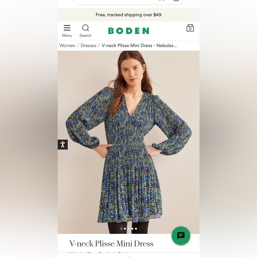 Boden V-neck Plisse Mini Dress